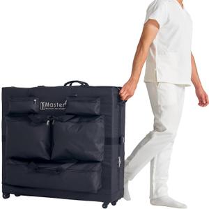 Master Massage Luggage Style Wheeled Massage Table Carrying Case 27” to 32” Width Folding Massage Table- Black, 1 Count