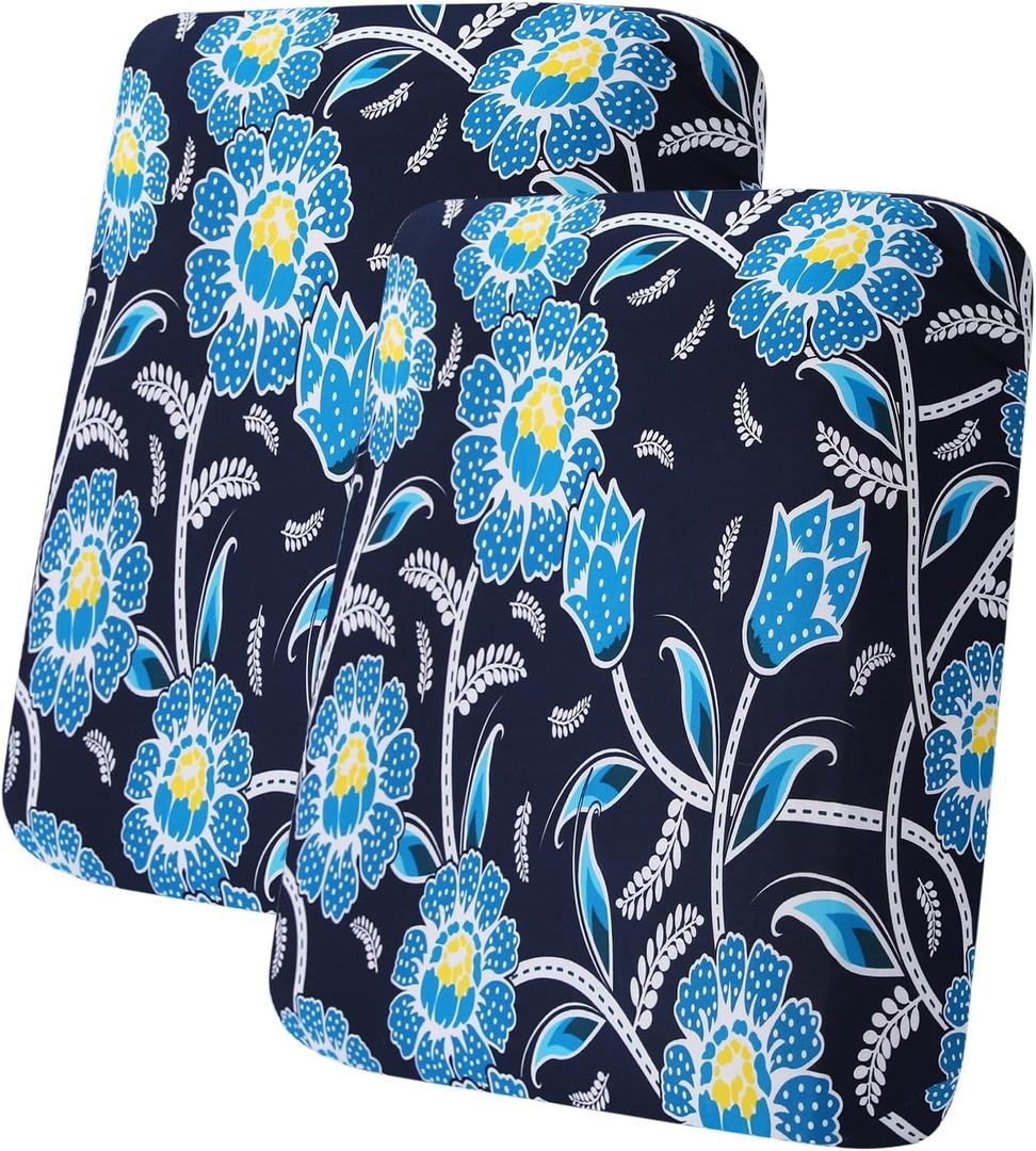 hyha Printed Couch Cushion Covers, Floral Sofa Covers Washable for 2 Cushion Couch, Stretch Pattern Outdoor Cushion Covers for Patio Furniture with Elastic Bottom(2 Packs, Bluebell)