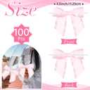 Janinka 100 Pack Pink Organza Twist Tie Bows for Christmas Tree, Pre-Tied Small Christmas Bows for Wreath, Tree, Gift Wrapping, Treat Bags, DIY Craft, Party Favors, Home Decoration, 4.5 Inch