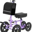 All Terrain Knee Scooter for Adults, Foldable Rolling Knee Scooter with DIY Stickers & Shock Absorber, Steerable Knee Walker for Broken Foot, Ankle Injuries & Surgery, Better Crutch Alternative (Cream Purple)