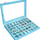 Siveit Jewelry Tray Organizer Box 48 Grid Jewelry Display Organizer Box with Transparent Lid Rings Earrings Necklaces Pendants Display Box Suitable for Women and Girls (48 Grid, Sky Blue)