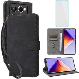 for Infinix Note 40 Pro Plus 5G / Infinix Note 40 Pro Wallet Phone Case with Screen Protector [RFID Blocking] Leather Kickstand Women Cell Phone Case for Infinix Note40 Pro + 4G 5G Black