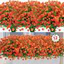 Ouddy Decor 12 Bundles Artificial Flowers for Outdoors UV Resistant Fake Plastic Plants Faux Greenery Stems for Spring Summer Indoor Garden Patio Window Box Kitchen Home Decor, Orange