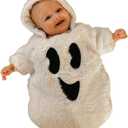 Infant Baby Girl Boy Halloween Outfits Long Sleeve Jumpsuit Ghost Romper One Piece Fall Winter Hoodie Bodysuit 0-3M