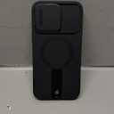 SURITCH for iPhone 14 Pro Max Case with Magnetic Camera Slide Cover and Adjustable Kickstand, Compatible with MagSafe, Shockproof Bumper Case Slim Protective Cover 6.7 Inch, Black