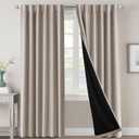 2 x H.VERSAILTEX 100% Blackout Curtains for Bedroom with Black Liner Full Room Darkening Curtains 84 Inch Long Thermal Insulated Back Tab/Rod Pocket Window Drapes for Living Room, 2 Panels, Natural Sand