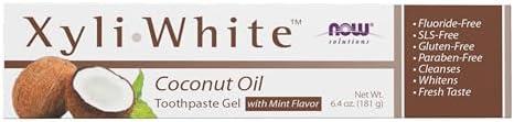NOW Foods Solutions, Xyliwhite™ Toothpaste Gel, Coconut Oil, Cleanses and Whitens, Cool Coconut-Mint Taste, 6.4-Ounce