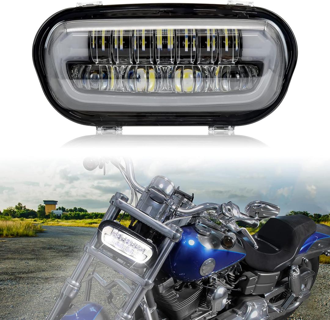 LED Headlight Kit for Fat Bob 2008-2019, LED Head Light Headlamp Front Light with Mounting Bracket DRL High Low Bean for Harley Davidson Fat Bob 2008-2019 Accessories