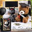 Vertintong Graduation Bear Gifts Set Include Stuffed Animal Bear with Gown Cap Tassel Class of 2025 Grad Card Soap Artificial Flower Box with Window Graduation Gift for Him Her(Black)