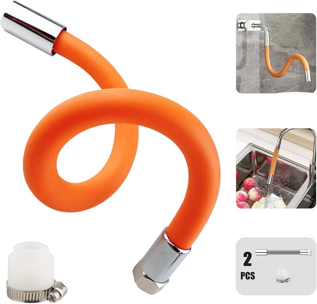 Faucet Extension Tube,Rotatable Extender Hose,Bendable Water Tap Pipe,Splash Proof Mouth,Kitchen Bathroom Garden Tool,Adapter Compatible with Diameter of 13-25mm(0.5-1.0inches),Length of 17.7in/45cm
