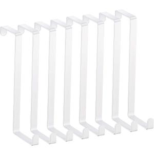 Ripeng 8 Pcs Over The Door Hook 5.5" Z-Shaped Reversible Metal Hanger Fitting Between 1 1/2" and 2" Door for Hanging Towels, Clothes, Coats and More(White)