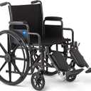 Medline Comfortable Folding Wheelchair with Swing-Back, Desk-Length Arms and Elevating Footrests, 20”W x 16”D Seat