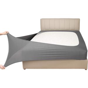 Mrs Awesome Stretch Jersey Box Spring Cover Wrap Around, Bed Skirt Alternative, Ultra Soft & Wrinkle Resistant, Full/Full XL, Light Gray