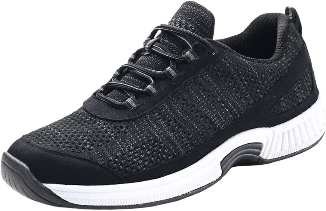 Orthofeet Men's Orthopedic Knit Lava Sneakers (13, Black)