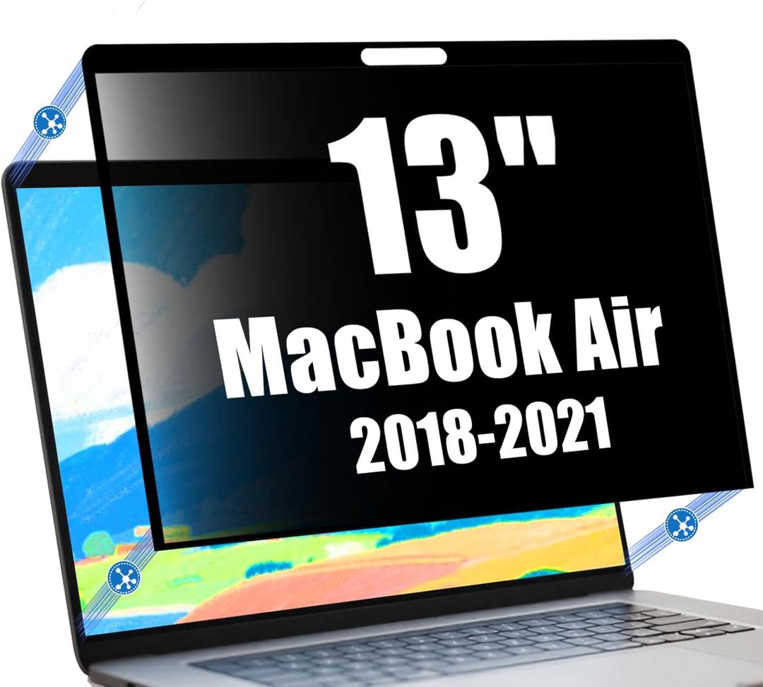 Nano-Suction Privacy Screen Protector for MacBook Air 13 Inch (2018-2021, M1) Removable Laptop Privacy Screen Shield Ultra-Thin Design