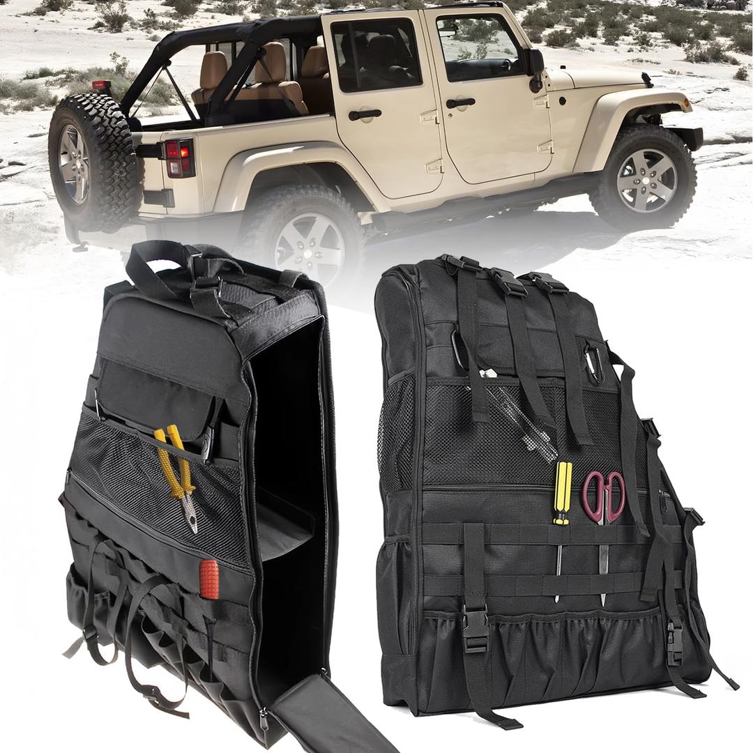 Roll Bar Storage Bag for 1997-2024 Jeep Wrangler JK TJ LJ & Unlimited JL 4 Door Multi-Pocket Cargo Bag for Jeep Wrangler Waterproof Hiking Camping Organizer Storage Bag for Travel - 2PCS