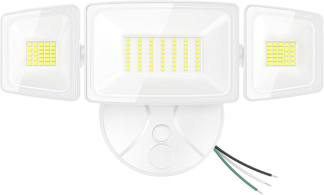 Onforu 75W Flood Lights Outdoor, 7000LM Brightness Security Lights Switch Controlled, 3 Adjustable Heads, IP65 Waterproof, 6500K Wall Mount Exterior LED Flood Light (White)