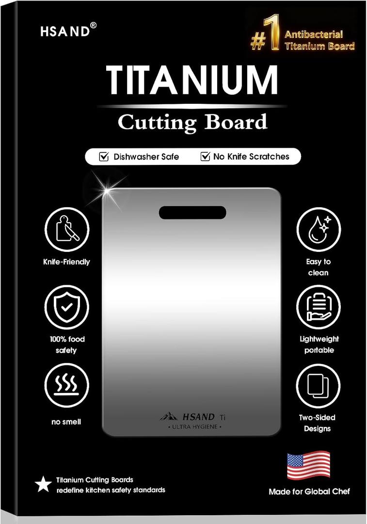 Titanium Cutting Board for Kitchen, 18"x12" | 100% Pure Titanium, Double Sided, Food Grade, Perfect for Sushi, Meat, Vegetables & Meal Prep, Easy To Clean
