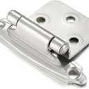 10 Pack (5 Pair) Brushed Satin Nickel Self-Closing Cabinet Hinges for Flush Mount Kitchen Cabinet Door, 1/2" Overlay (Variable) Face Frame Semi-Concealed Hinges