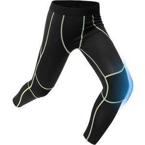 PATPAT Boys Compression Pants, Quick Dry Leggings Tights for Sports Running Training Basketball, Athletic Base Layer Bottoms (Black, L)