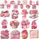 24 Pcs Mother's Day Hanging Ornaments Mom Wood Hanging Ornaments with Ropes Mother's Day Slices Tags Pink Flower Love Heat Decoration for Anniversary Birthday Party Tree Home Decor