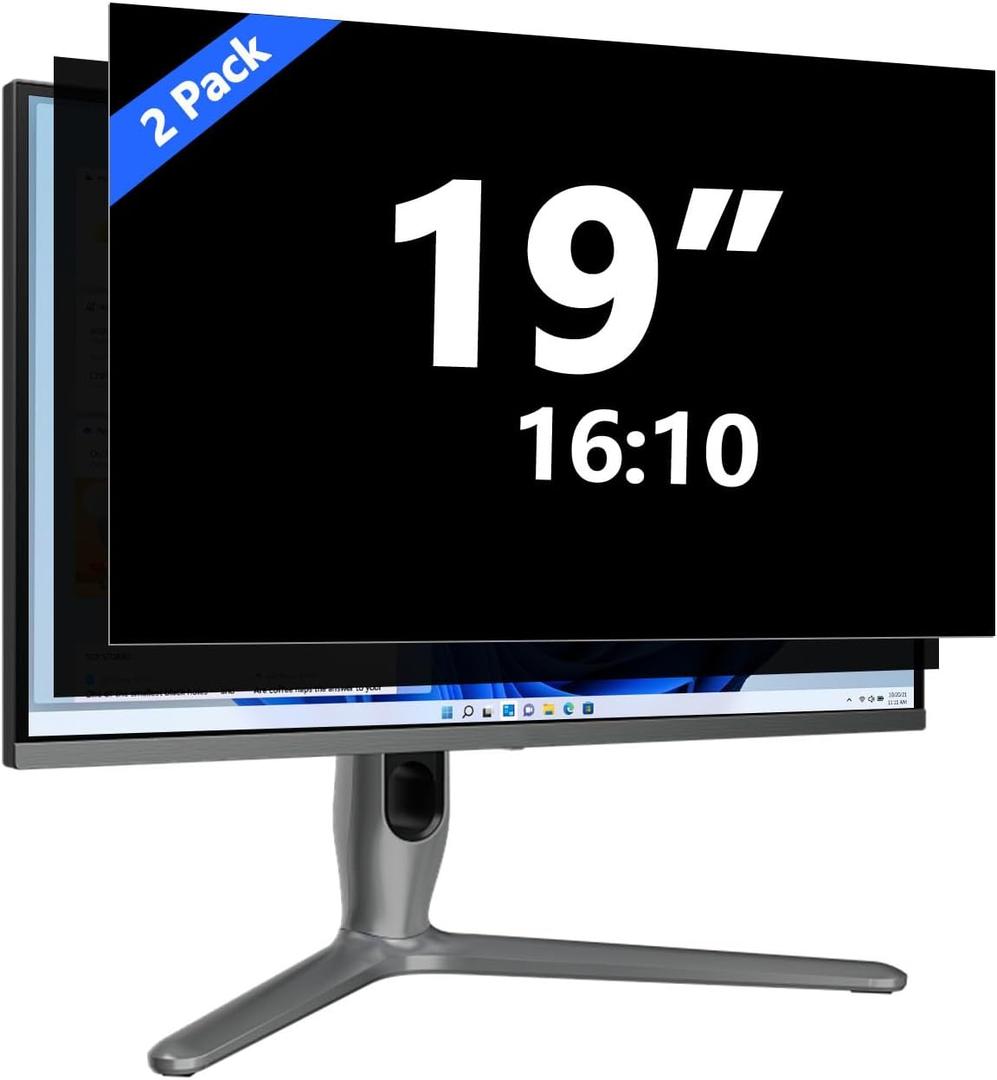 [2-Pack] 19 Inch Computer Privacy Screen for 16:10 Monitor, Removable Anti Glare Blue Light Filter & Anti-Scratch Protector Film - Eye Protection Privacy Shield for Desktop Monitors