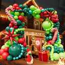 Bonropin 183pcs Christmas Balloon Garland Arch kit with Christmas Red Lime Dark Green Metallic Green Balloons Candy Cane Gift Box Explosion Star Foil Balloons for Xmas Party Decorations