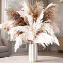 50 PCS Tall Pampas Grass for Floor Vase  17" Natural Fluffy Dried Pampas Grass Stems, Large 20 White & 30 Brown Pmpas Grass, Boho Pampas for Wedding, Home Decor, Halloween, Christmas