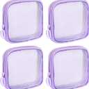 3 x 4 Pieces Mini Zipper Nylon Mesh Pouch, Mesh Cosmetic Bags Makeup Bags, Multipurpose Travel Toiletry Bags for Office Supplies and Travel Accessories (Purple, S)