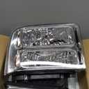 Headlight Assembly Compatible with 2005 2006 2007 Ford F250 F350 F450 F550 Super Duty /2005 Ford Excursion Chrome Housing Amber Reflector Driver and Passenger Side (OE Replacement)