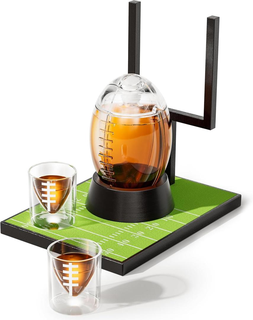 Football Whiskey Decanter Set with 2 Glasses, The Wine Things Unique Gift for fathers day, Husband, Brother, Boyfriend, Anniversary Day Birthday Gift Ideas, Cool Drinking Accessories for Home Bar