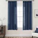 Navy Blue Linen Pleated Curtains 63 Inch Length 2 Panels for Living Room Pinch Pleat Semi Sheer Drapes Light Filtering Window Treatments with Hooks Lightweight for Bedroom Elegant Country Decor 40x63