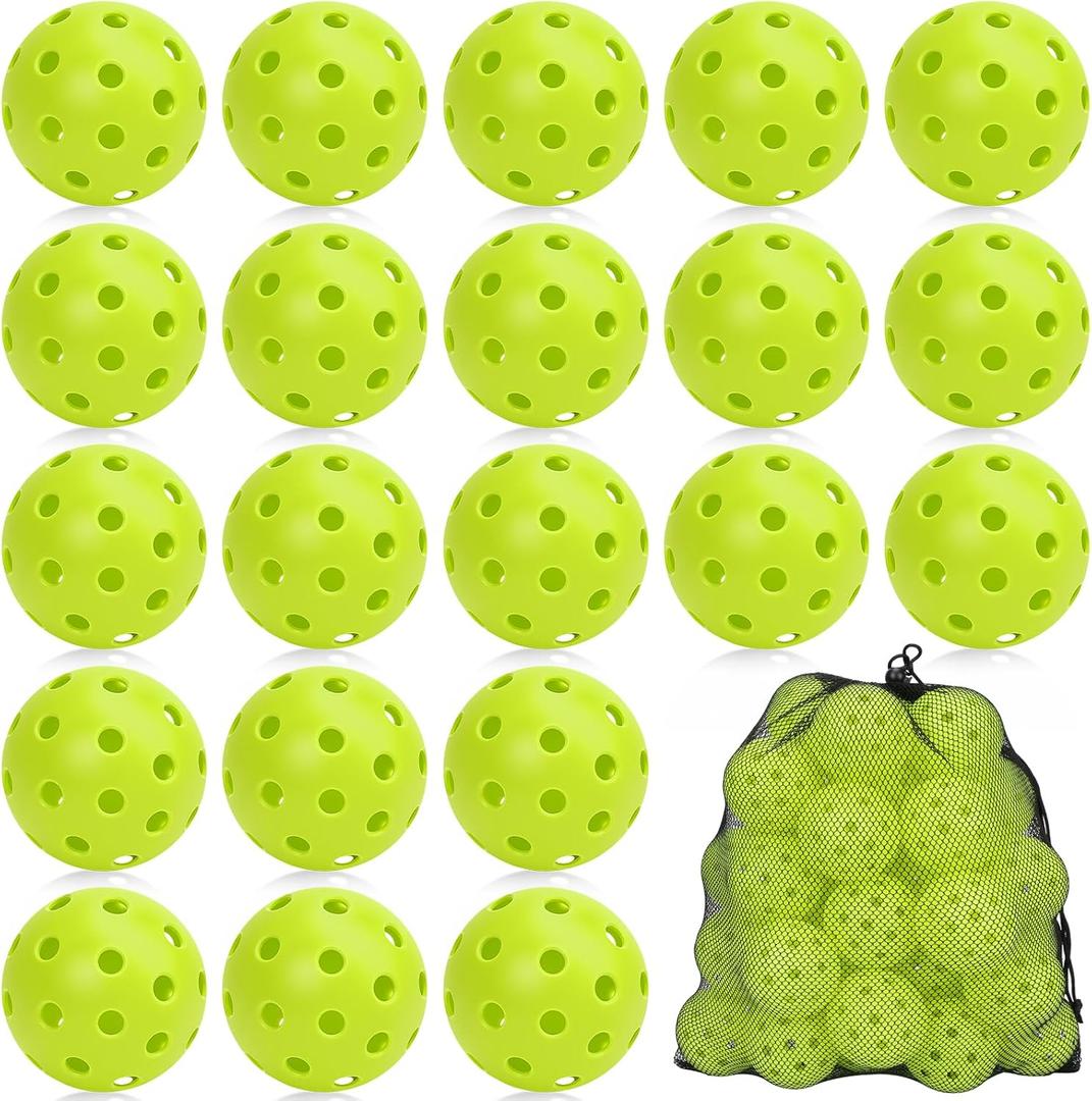 SAYAYA 24 Pack Outdoor Pickleball Balls Premium High Visibility Pickleballs Stable Flight & Consistent Bounce 40 Holes Pickle Balls with Mesh Bag for Beginners, Tournaments, Family & Outdoor Play