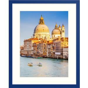 wyooxoo 20x24 Picture Frame Dark Blue Solid Wood Photo Frames Display Pictures 16x20 with Mat or 20x24 Without Mat Colorful Frame For Horizontal Vertical Wall Mounting