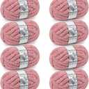 Chunky Yarn for Hand Knitting - #10 Chunky Chenille Yarn, Jumbo Big Thick Chunky Yarns for Crocheting, Super Bulky Chunky Knit Blanket Yarns, 8 Skein (25 yds 8 oz Each Skein), Dusty Pink