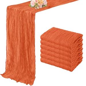 Orange Cheesecloth Table Runner 5 Pack 10FT Boho Fabric Rustic Cheese Cloth Table Runner for Wedding 20 x 120 Inch Long Bridal Shower Baby Shower Gauze Sheer Birthday Party Table Decorations