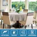 H.VERSAILTEX Linen Textured Tablecloth Round 70 inch Waterproof Decorative Table Cloth Spill-Proof Linen Look Cover for Party Table Extra Soft and Thick Fabric Wrinkle Free, Heather Sand