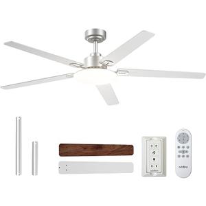 addlon 60 Inch Ceiling Fans with Lights and Remote Control, Wall Switch
Reversible DC motor, 6-speed, Timer, 3CCT Dimmable, Quiet, Silver Ceiling Fan for Bedroom, Living Room, Indoor/Outdoor Use