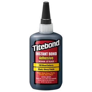 Titebond Instant Bond Medium CA Super Glue Jet Black, Ethyl Cyanoacrylate Adhesive for Woodworking, Gap-Filling, 40-60 Second Set 2 Oz. 8211