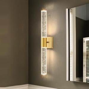 Brushed LED Wall Sconces LED Warm Light Interior Glam Crystal Wall Light Hardwired Gold, 1 pack