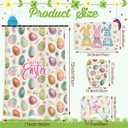 Teenyyou 4 Pcs Happy Easter Shower Curtains Set with Non Slip Rug Funny Rabbit Colorful Eggs Flower Bathroom Decor Toilet Lid Cover and Bath Mat Easter Eggs Shower Curtain with 12 Hooks