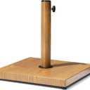 Patio Umbrella Base, 43lbs Outdoor Heavy Duty Square Concrete Stand, Fits 6-12ft Fringe Market Umbrella, Teak Brown