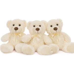 MaoGoLan 3 Pieces Bulk Soft Beige Stuffed Animals, 13.5" Cuddly Mini Teddy Bears for Baby Shower, Wedding, Party, Engagement (White)