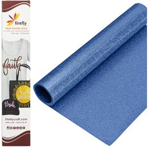 Firefly Craft Glitter Blue HTV - Heat Transfer Vinyl - Iron On Fabric Sheets for Shirt Transfers - Vinyl for Cricut - Heat Press Vinyl - Single Colors or Bundle Multipack- 1 Piece (12" X 20")