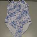 ROSEWE Tummy Control One Piece Swimsuits for Women, Ruched Bathing Suits, Cute Print Shirred Swimwear for Vacation (S)