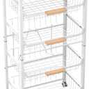 NiuYichee 5-Layer Fruit Basket Kitchen Food Storage Organizer and Storage Rack, Stackable Storage cart with Desktop, Pull-Out Hollow Metal Storage Basket, Wheeled Sorting Rack Spice Rack, 43*30**85cm