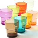 14 oz Plastic Stackable Drinking Tumblers, BPA-Free, Dishwasher Safe, Durable Shatterproof Reusable Kid Cups, Everyday Water/Juice Glasses for Indoor/Outdoor (Set of 8, Gift Box)