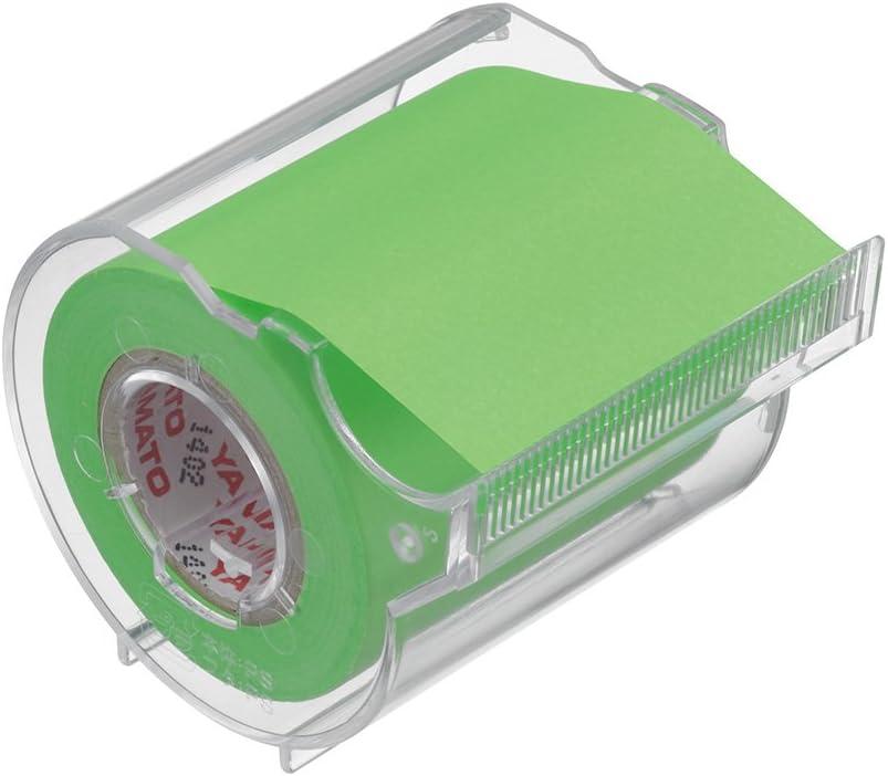 Yamato Memoc Roll Tape, Self-Stick Memo Paper Tape, with Tape Dispenser, 50mm x 10m, Lime, 1 ea. (RK-50CH-LI) (Green Plain)