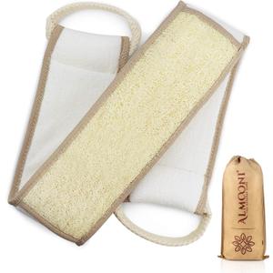 Almooni Natural Egyptian Loofah Back Scrubbers for Use in Shower, Exfoliating Natural Loofah Back Scrubber for Shower for Men and Women to Clean Your Back Deeply - 1 Count (1 Pack)