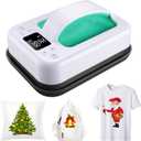 Heat Press Machine for T-Shirts, 7"  4.8" Portable Fast Heat-up Mini Easy Press with Timing Function & Insulated Base, Ideal for T-Shirts, Bags, Pillows, Aprons, and More, Green